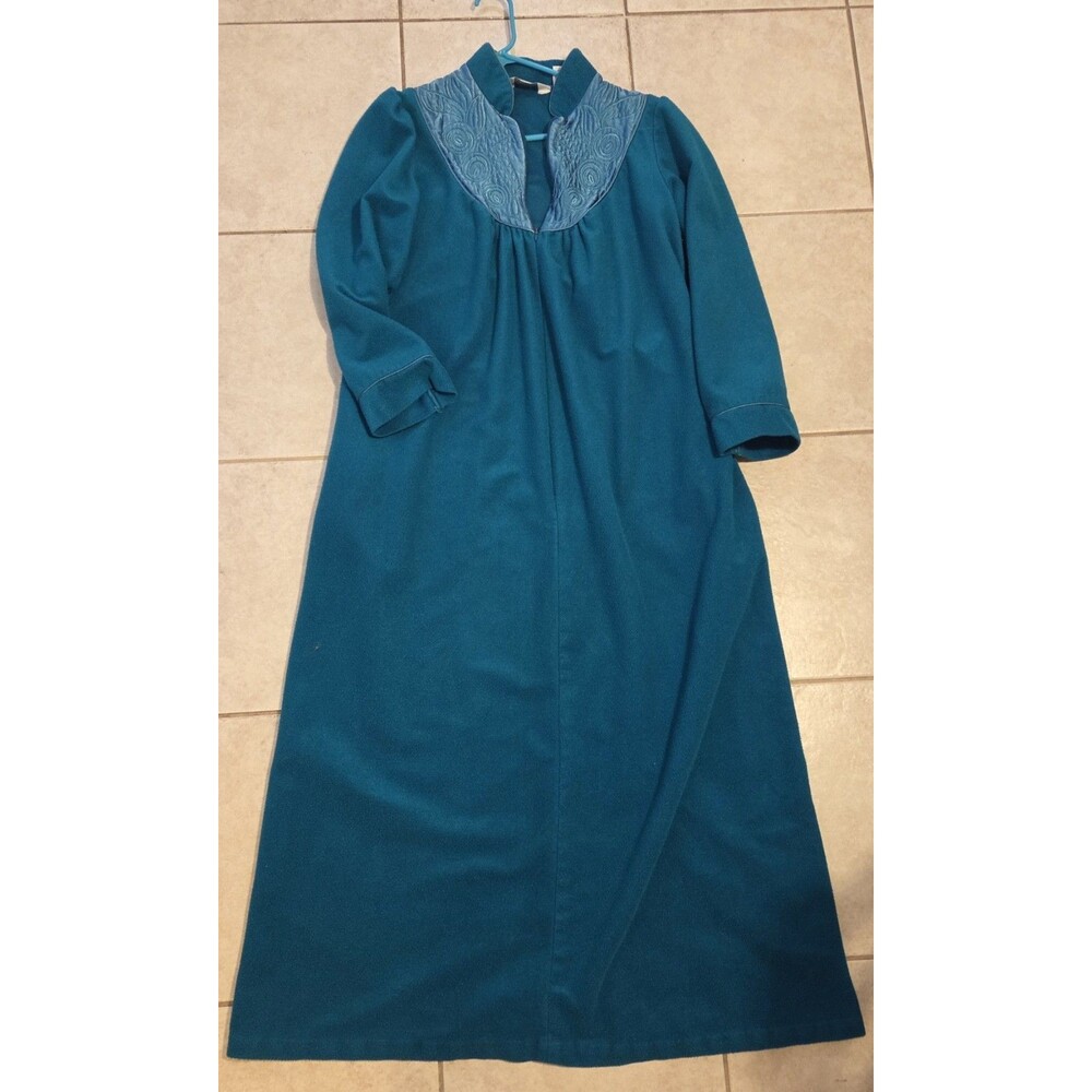 Vtg "Partners By Mervyns" Women's Dark Teal Long Sleeve V Neck Robe Size M